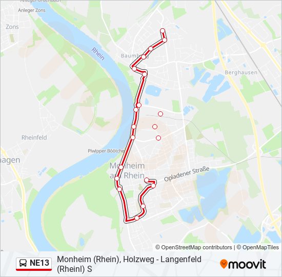 NE13 Bus Line Map
