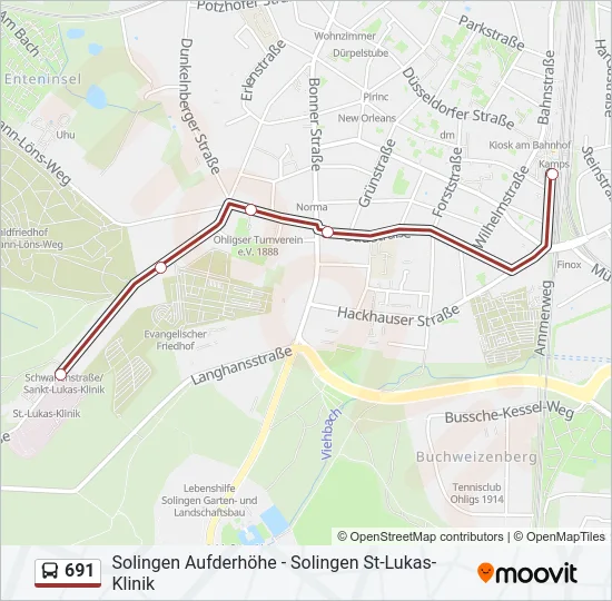 691 Bus Line Map