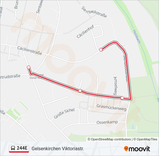 244E bus Line Map