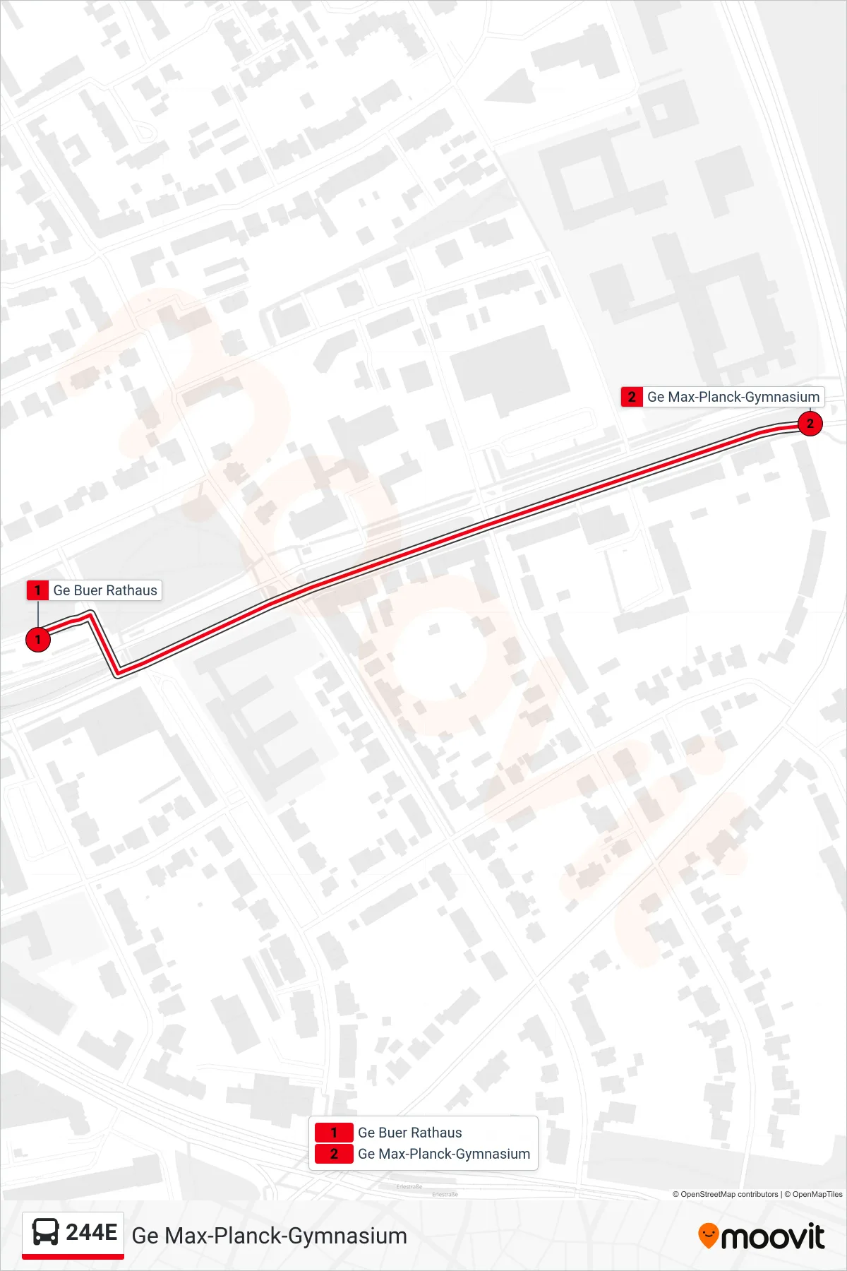 244E bus Line (Ge Max-Planck-Gymnasium) route and stops on a map