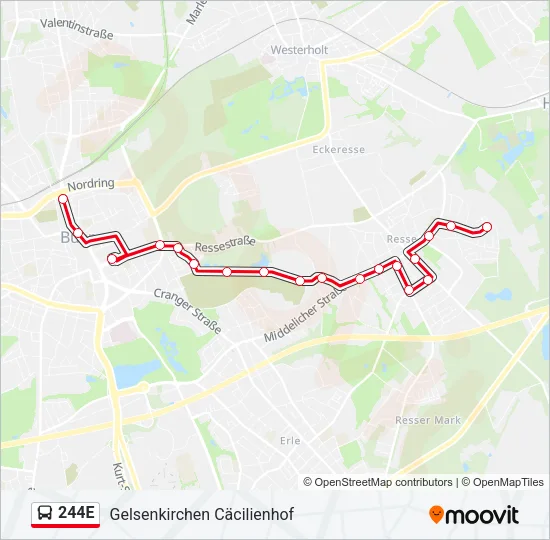244E Bus Line Map