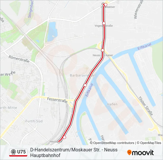 Метро U75: карта маршрута