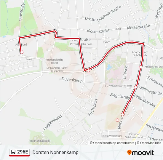 296E Bus Line Map