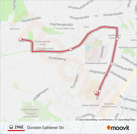 296E Bus Line Map