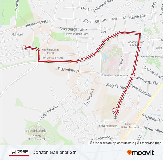 296E bus Line Map