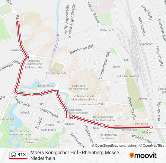 Автобус 913: карта маршрута