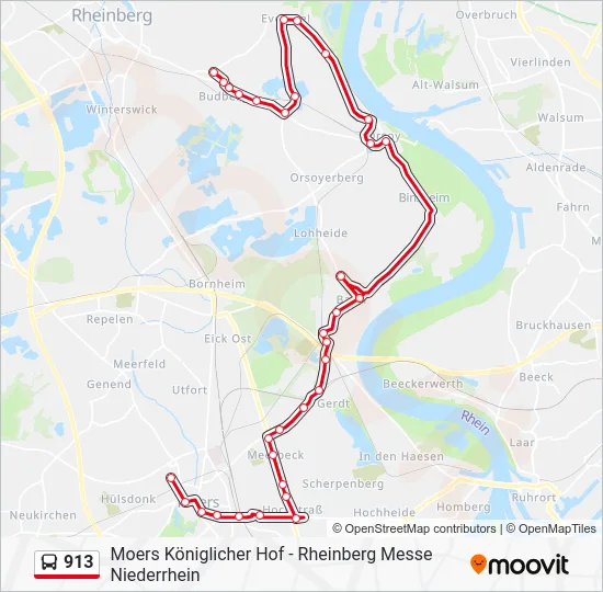 Автобус 913: карта маршрута