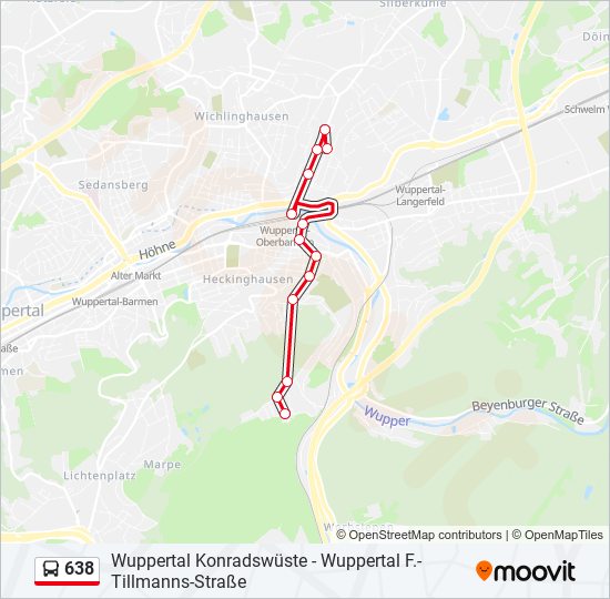 638 Route: Fahrpläne, Haltestellen & Karten - Wuppertal Konradswüste ...