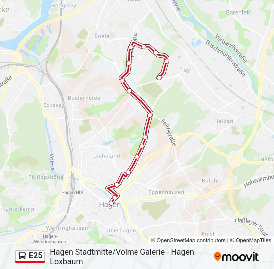 E25 Bus Line Map