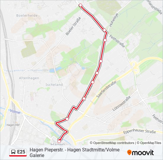 E25 bus Line Map