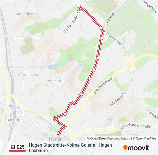 E25 Bus Line Map