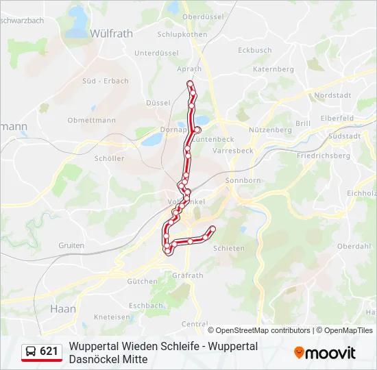 621 Bus Line Map