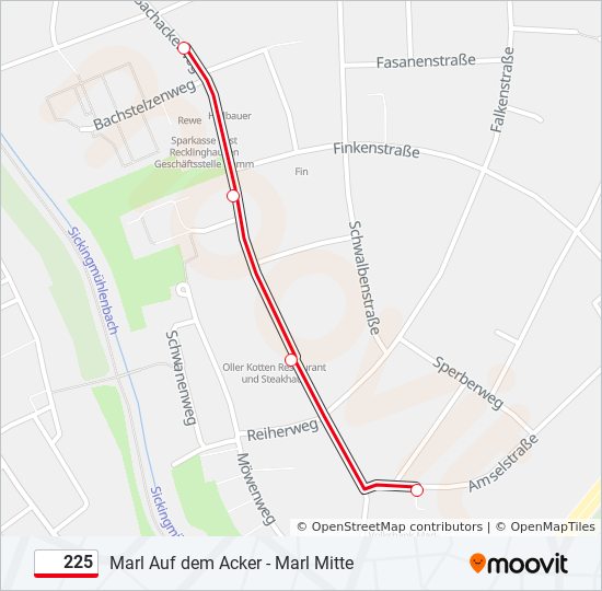 225 bus Line Map