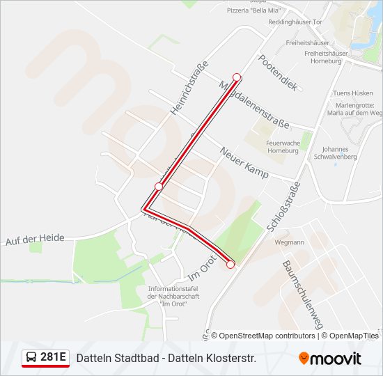 281E Bus Line Map