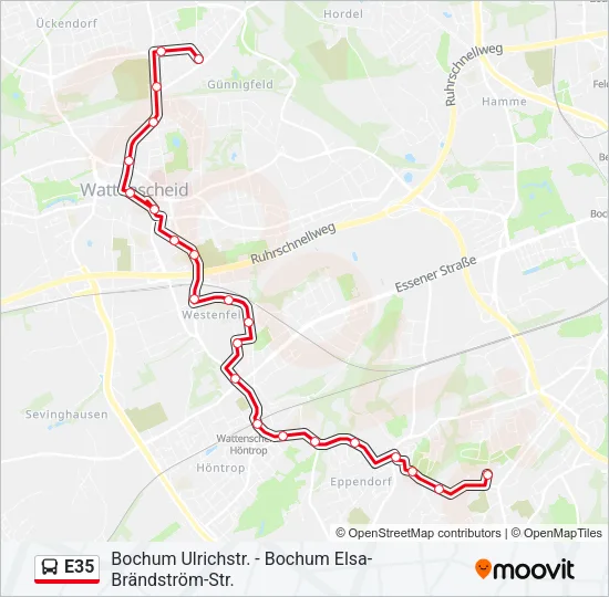 E35 Bus Line Map
