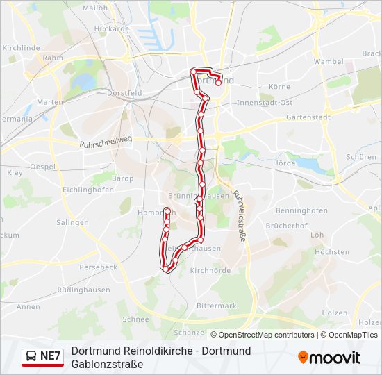 NE7 Bus Line Map