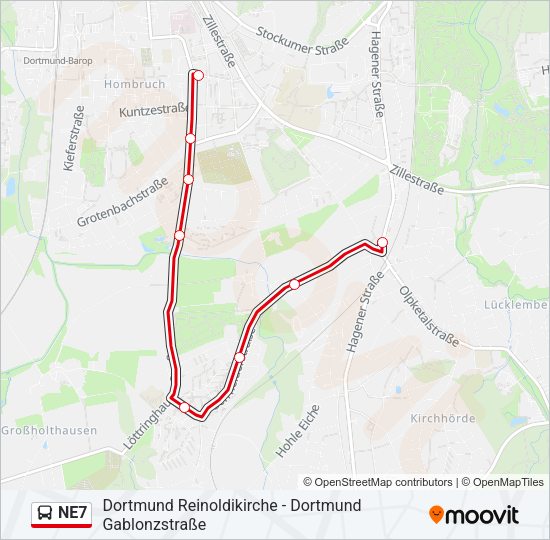 NE7 Bus Line Map