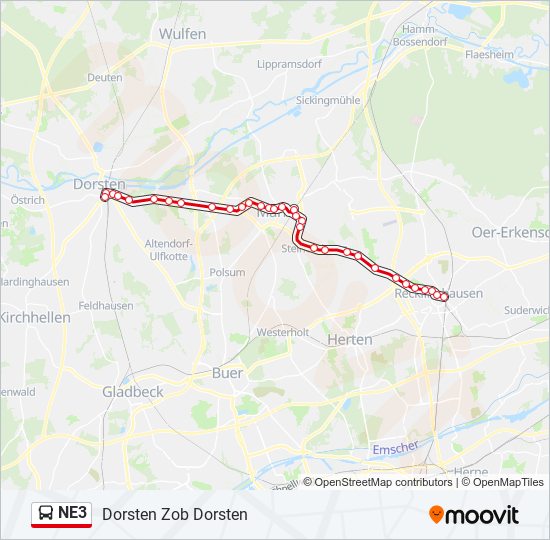 NE3 bus Line Map