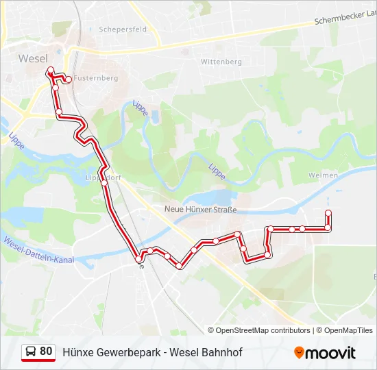80 Bus Line Map