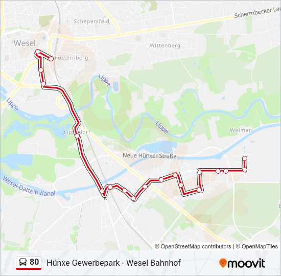 80 Bus Line Map