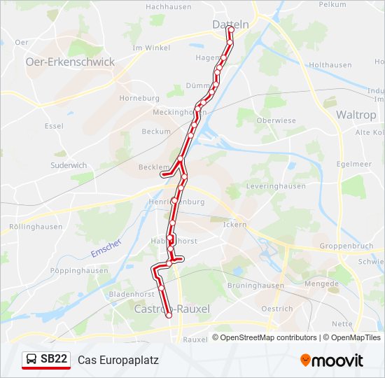 Автобус SB22: карта маршрута