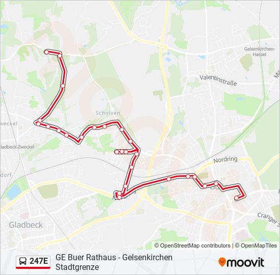 247E bus Line Map