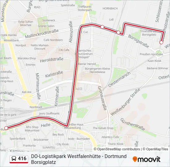 416 Bus Line Map