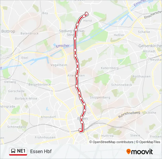NE1 Bus Line Map