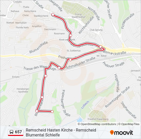 657 Bus Line Map