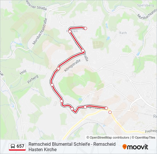 657 bus Line Map