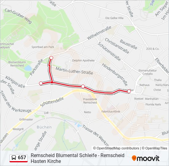 657 bus Line Map