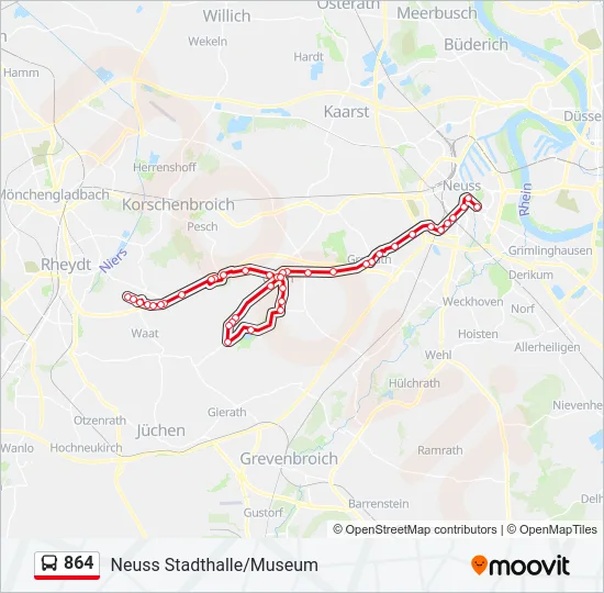 864 Bus Line Map