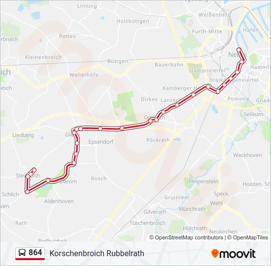 864 Bus Line Map