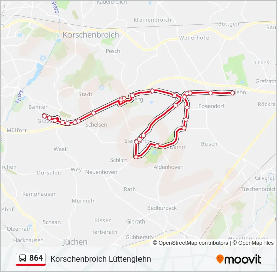 864 Bus Line Map