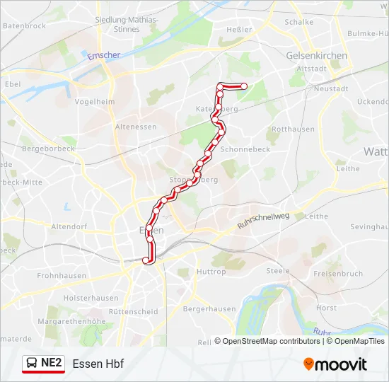 NE2 Bus Line Map