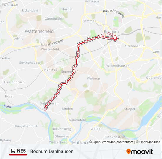 NE5 Bus Line Map