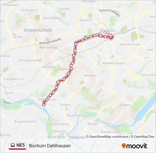 NE5 Bus Line Map