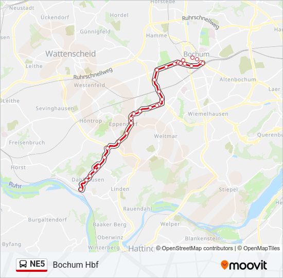 NE5 Bus Line Map