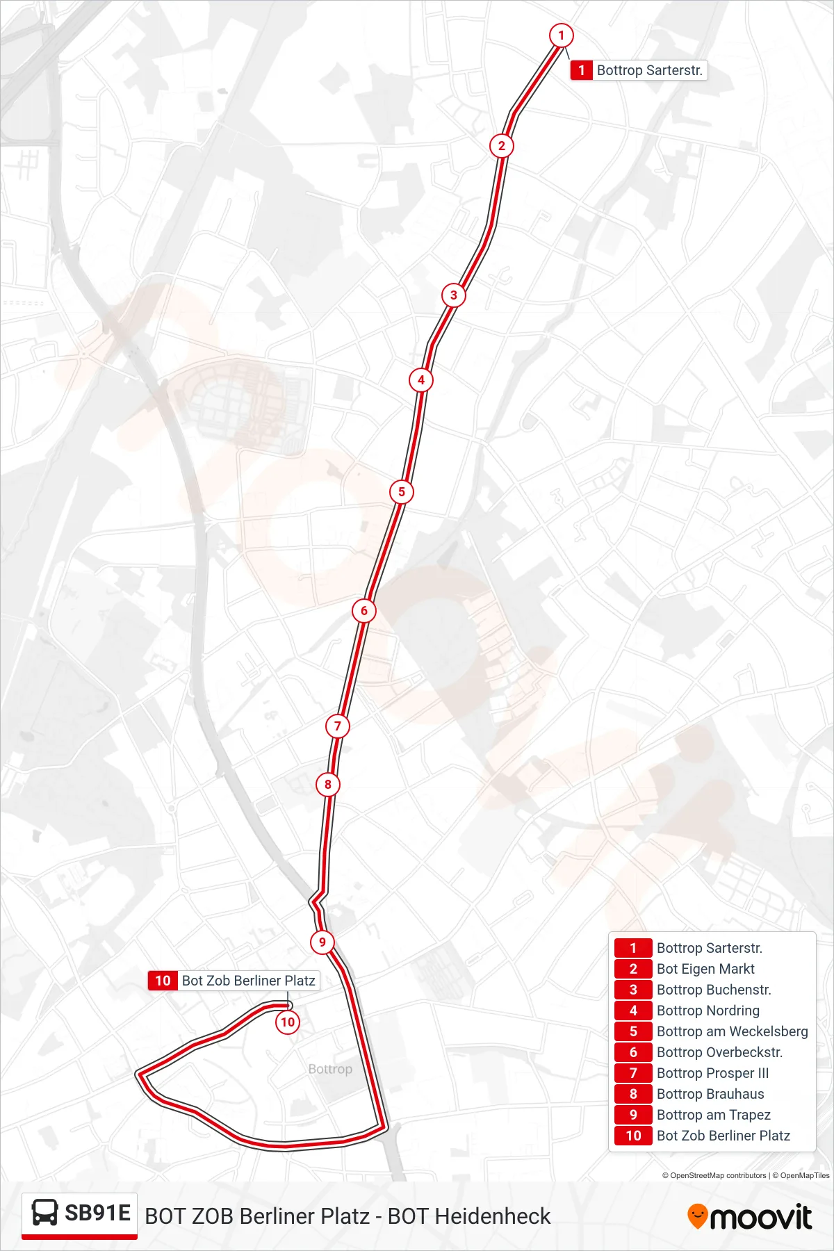 Linie SB91E (Bus) Richtung Bot Zob Berliner Platz: Route und Haltestellen auf der Karte