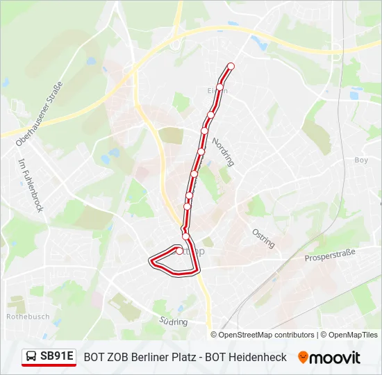 SB91E Bus Line Map