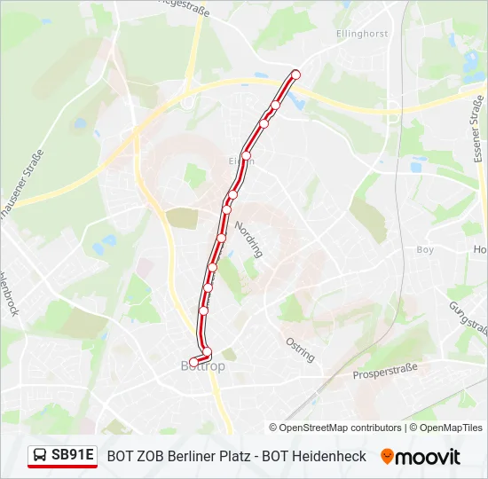SB91E Bus Line Map