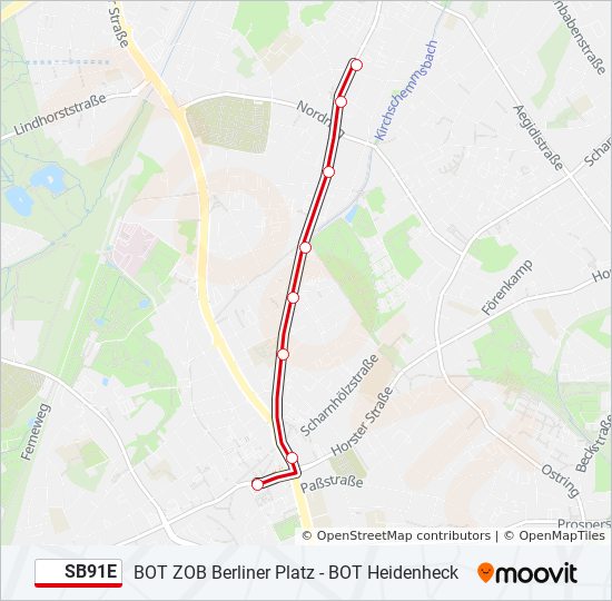 SB91E bus Line Map