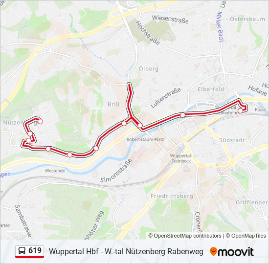 619 bus Line Map