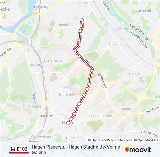 E102 bus Line Map