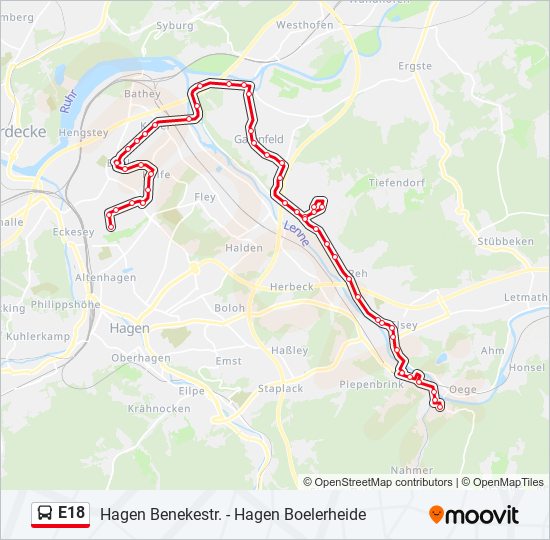 E18 bus Line Map