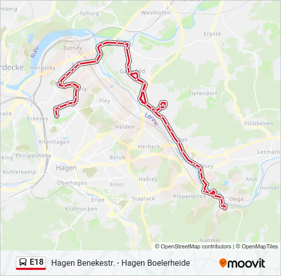 E18 Bus Line Map
