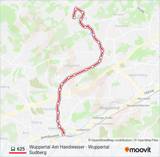 625 Bus Line Map