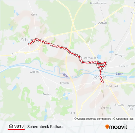 SB18 Bus Line Map