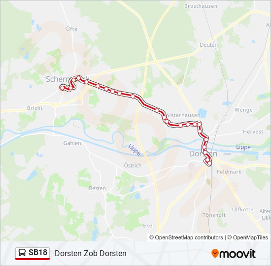 SB18 bus Line Map