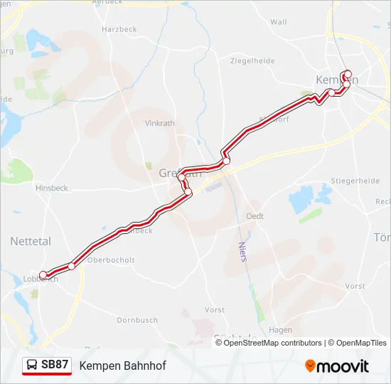 SB87 Bus Line Map